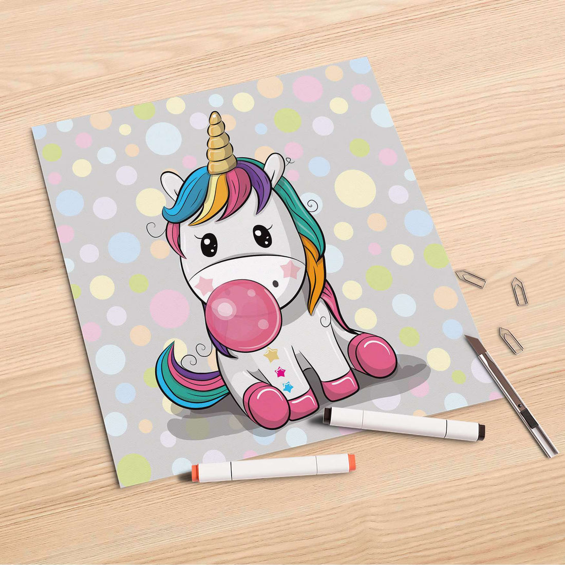 Folienbogen Rainbow das Einhorn - 30x30 cm