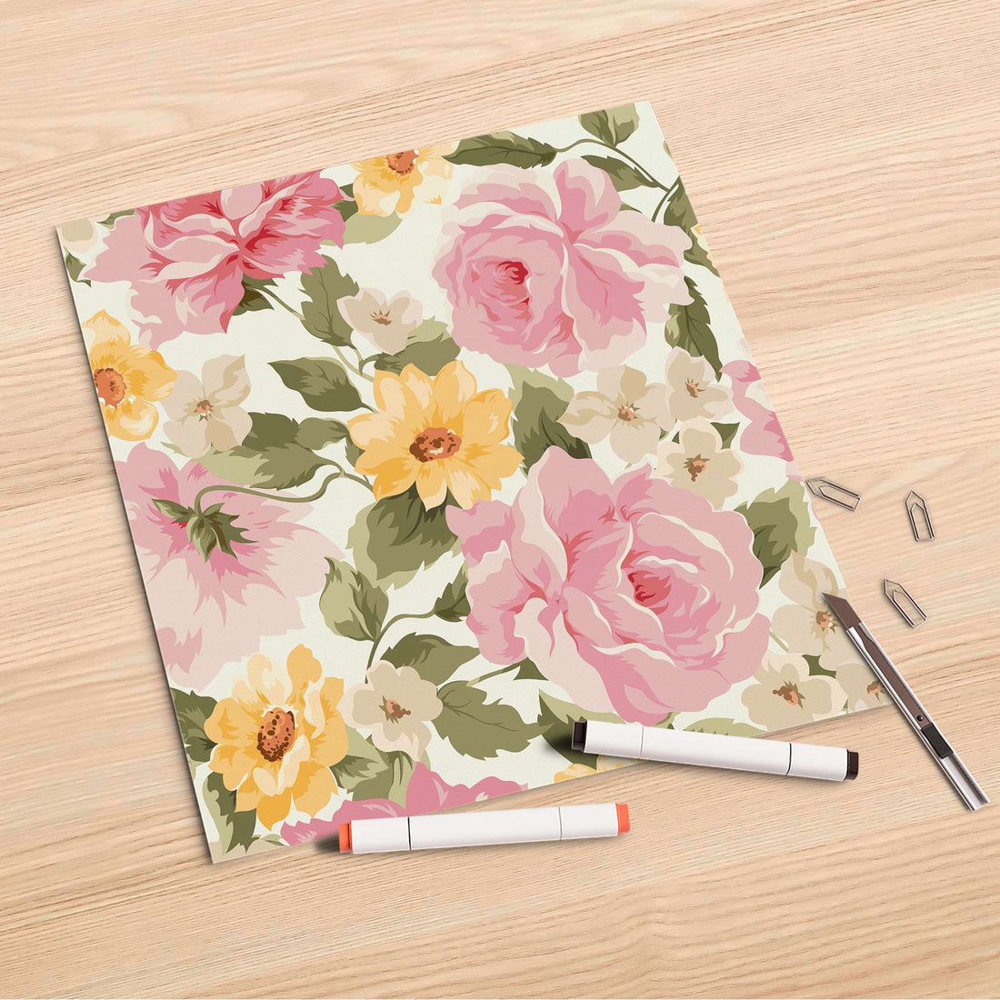 Folienbogen Vintage Flowers - 30x30 cm
