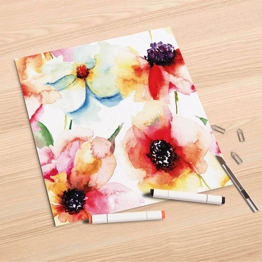 Folienbogen Water Color Flowers - 30x30 cm