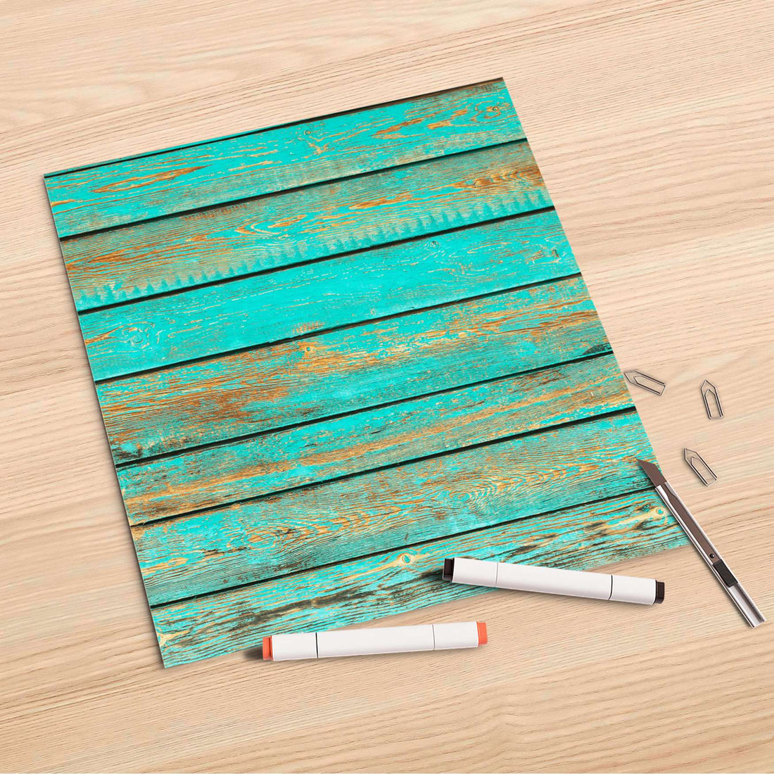 Folienbogen Wooden Aqua - 30x30 cm