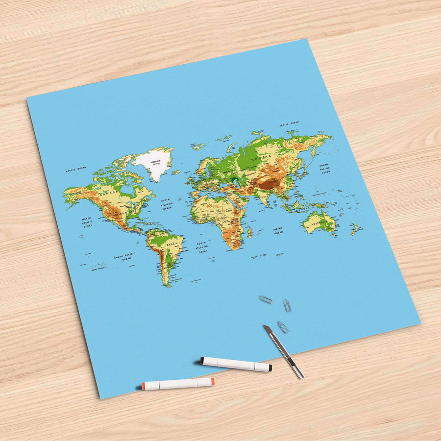 Folienbogen Geografische Weltkarte - 60x60 cm