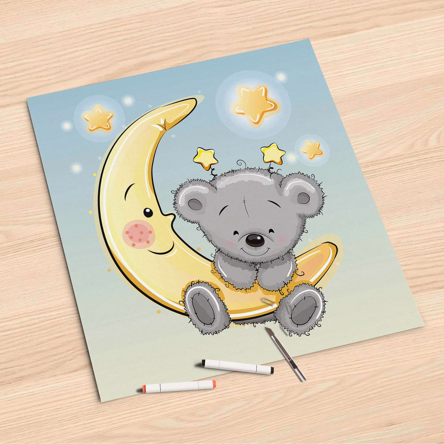 Folienbogen Teddy und Mond - 60x60 cm
