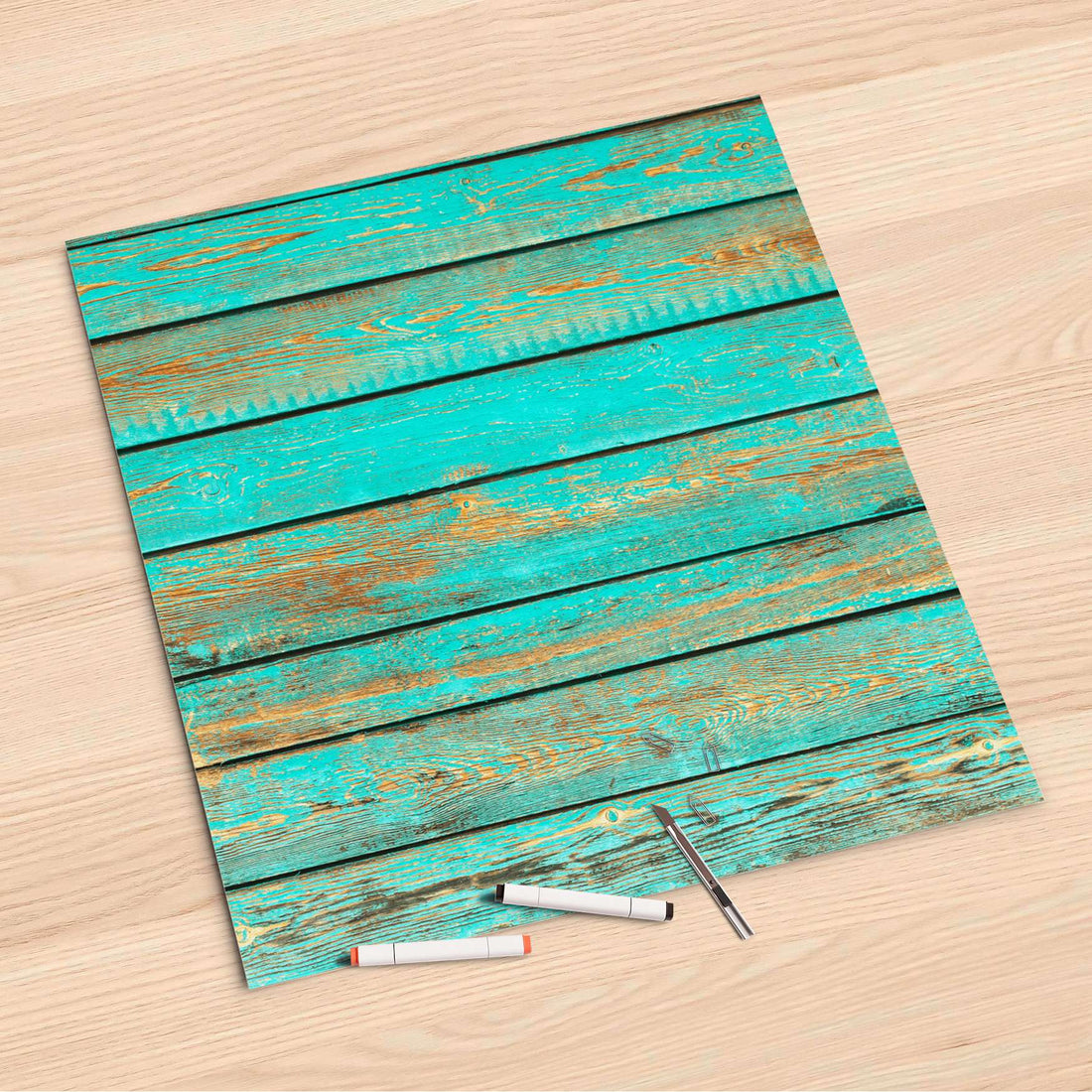 Folienbogen Wooden Aqua - 60x60 cm