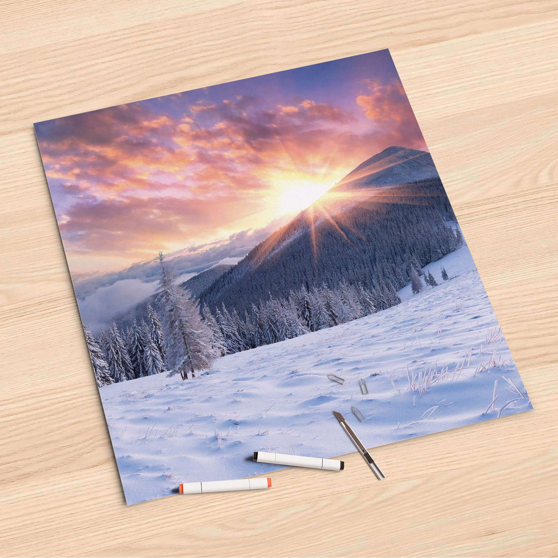 Folienbogen Zauberhafte Winterlandschaft - 60x60 cm