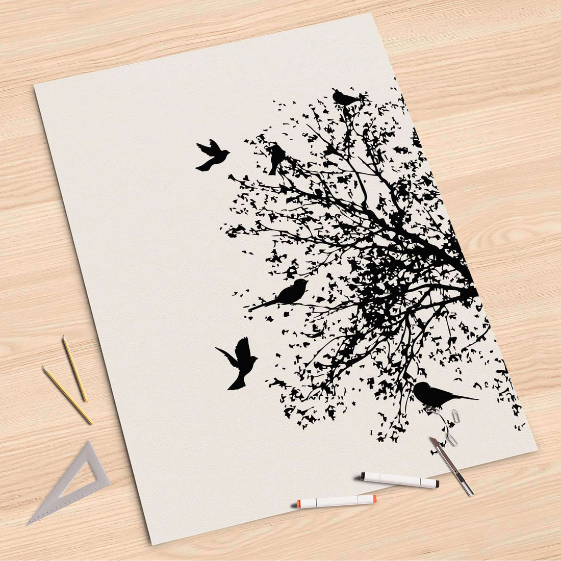 Folienbogen Tree and Birds 2 - 80x120 cm