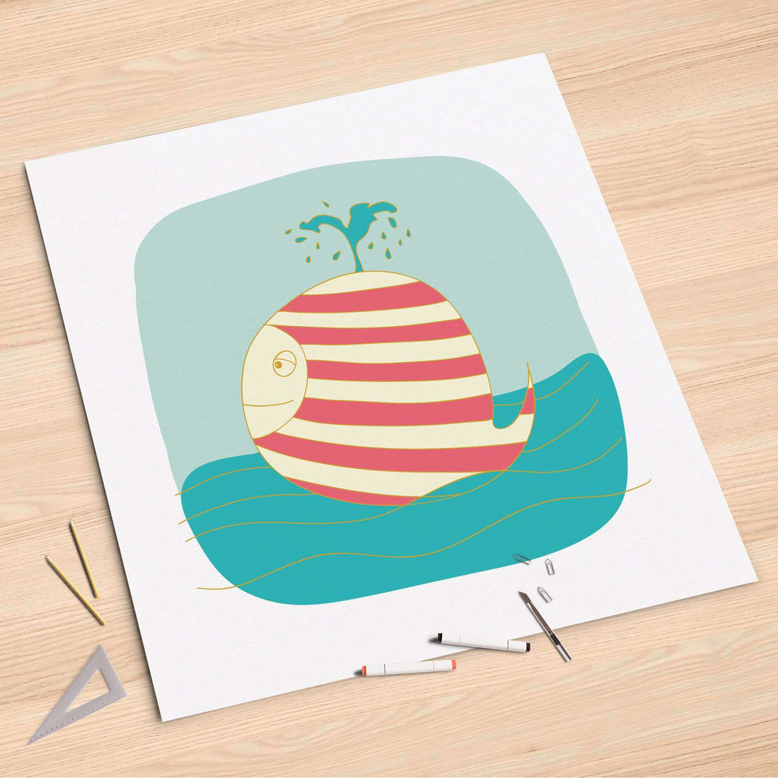 Folienbogen Funny Wale - 90x90 cm