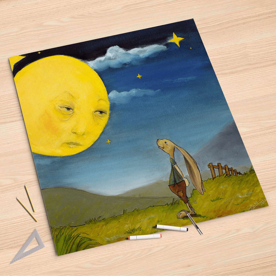 Folienbogen Hase und Mond - 90x90 cm