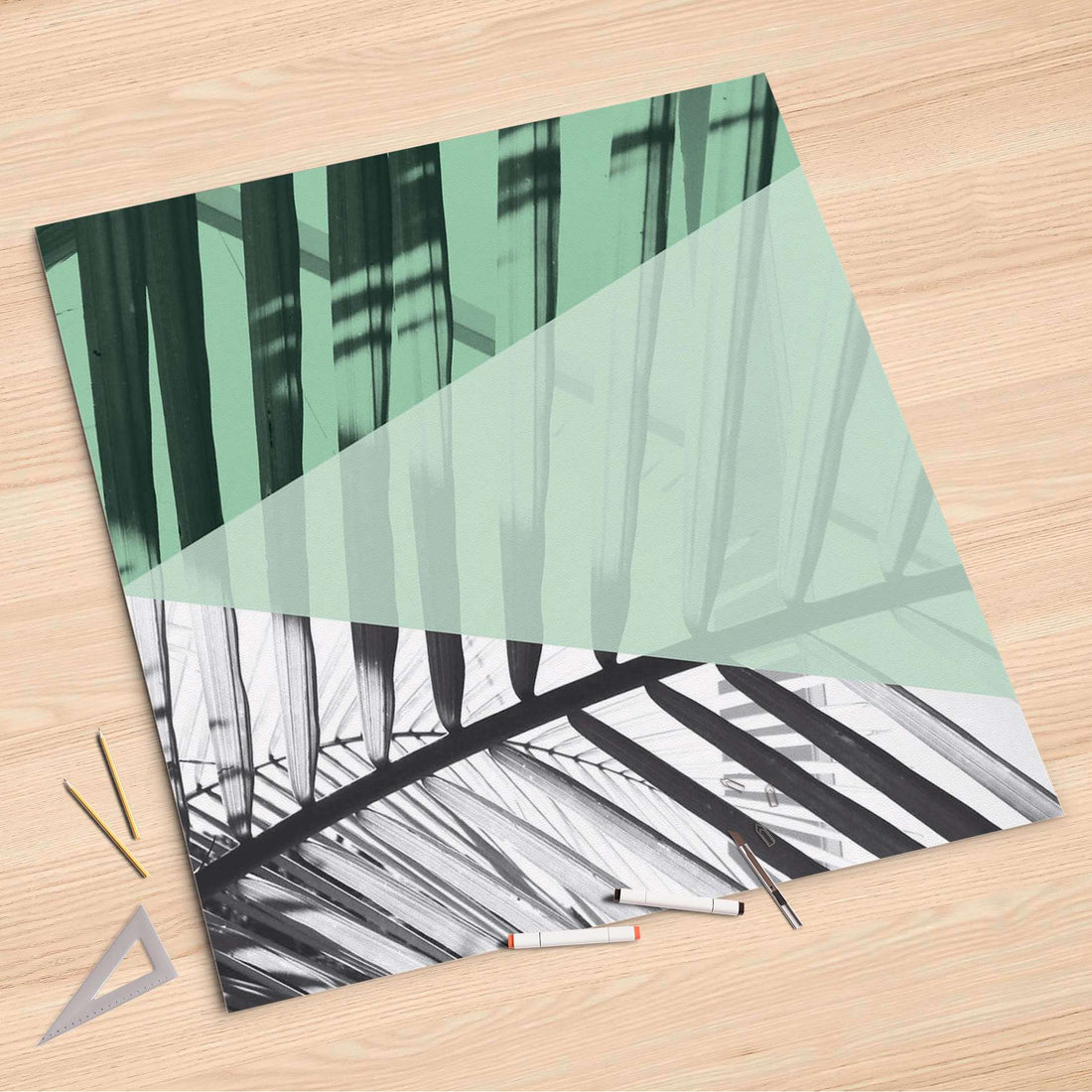 Folienbogen Palmen mint - 90x90 cm