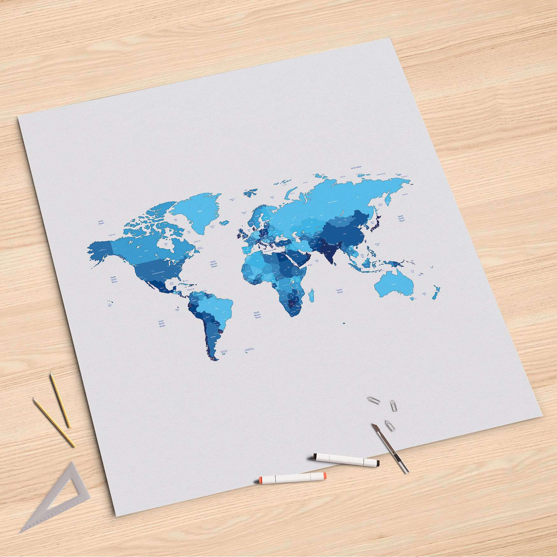 Folienbogen Politische Weltkarte - 90x90 cm