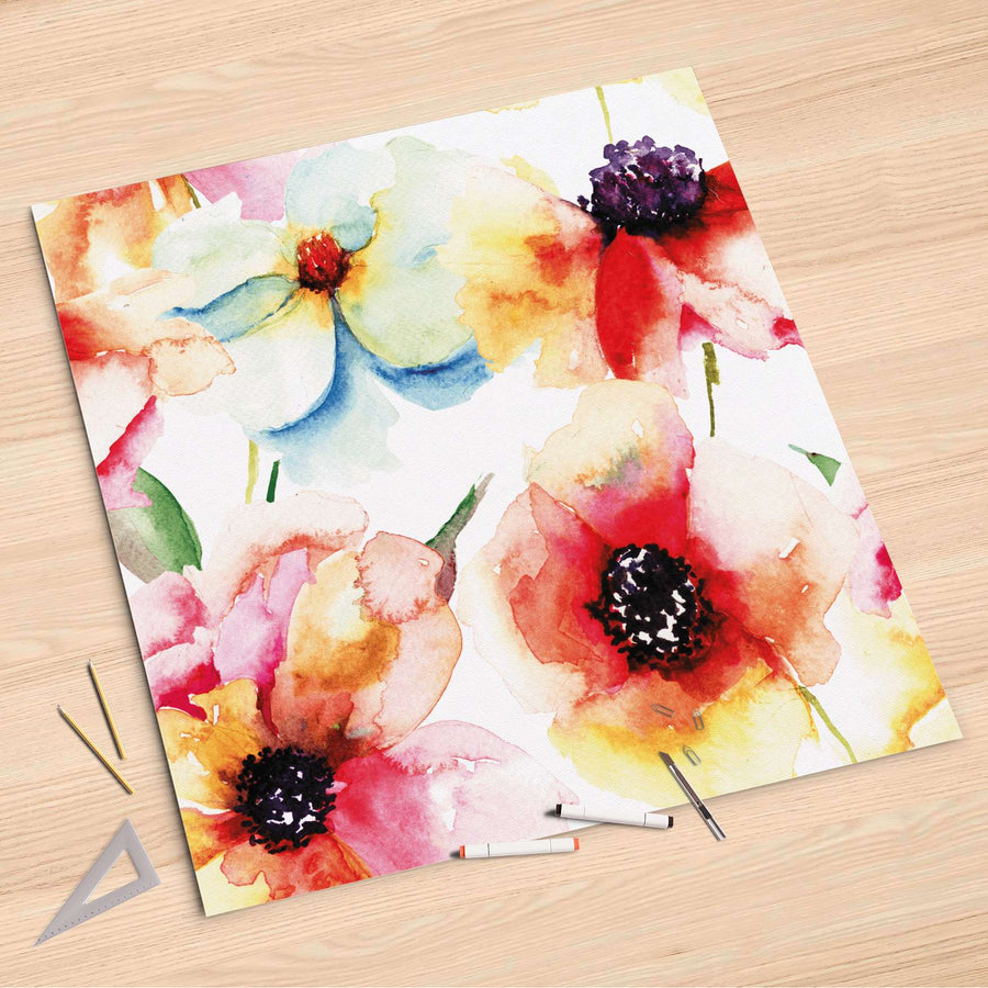 Folienbogen Water Color Flowers - 90x90 cm