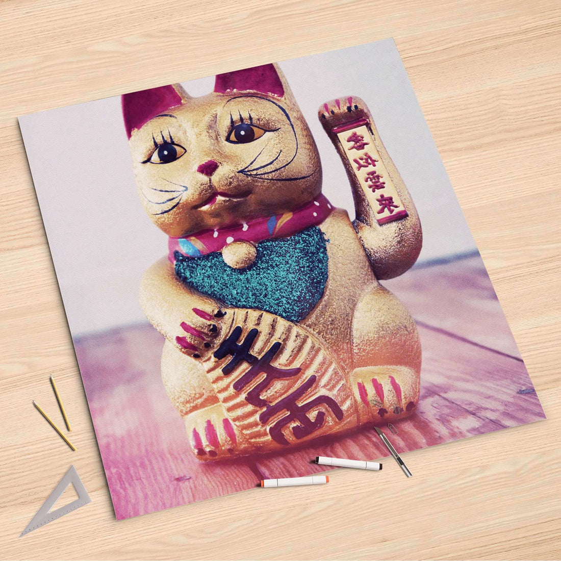 Folienbogen Winkekatze - 90x90 cm
