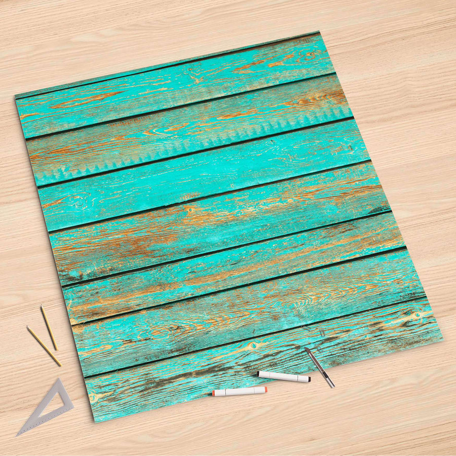 Folienbogen Wooden Aqua - 90x90 cm