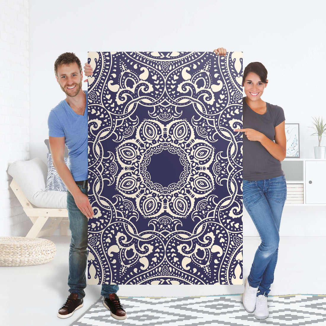 Selbstklebender Folienbogen Blue Mandala - Größe: 100x150 cm