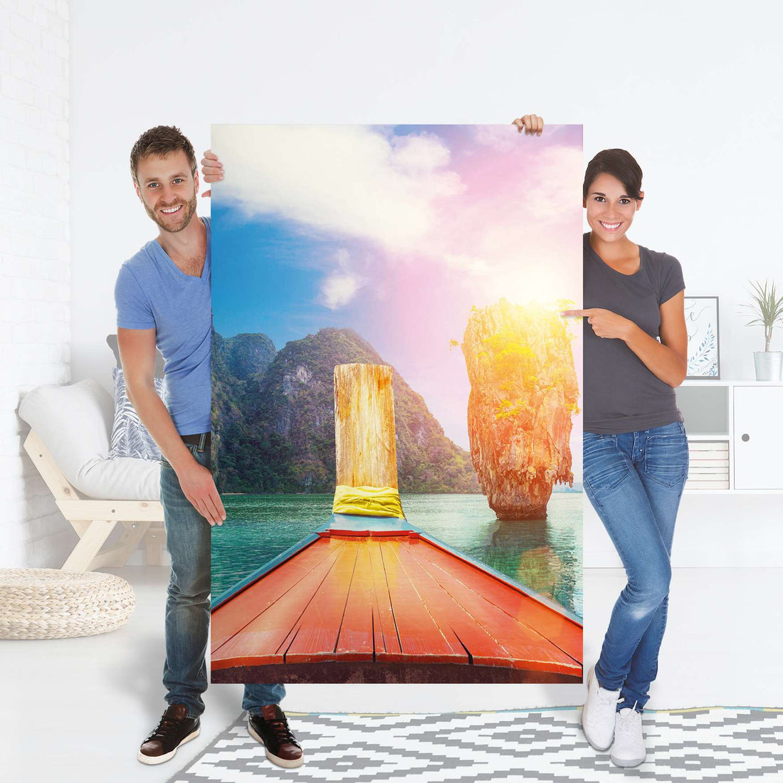 Selbstklebender Folienbogen Blue Water Lagoon - Größe: 100x150 cm