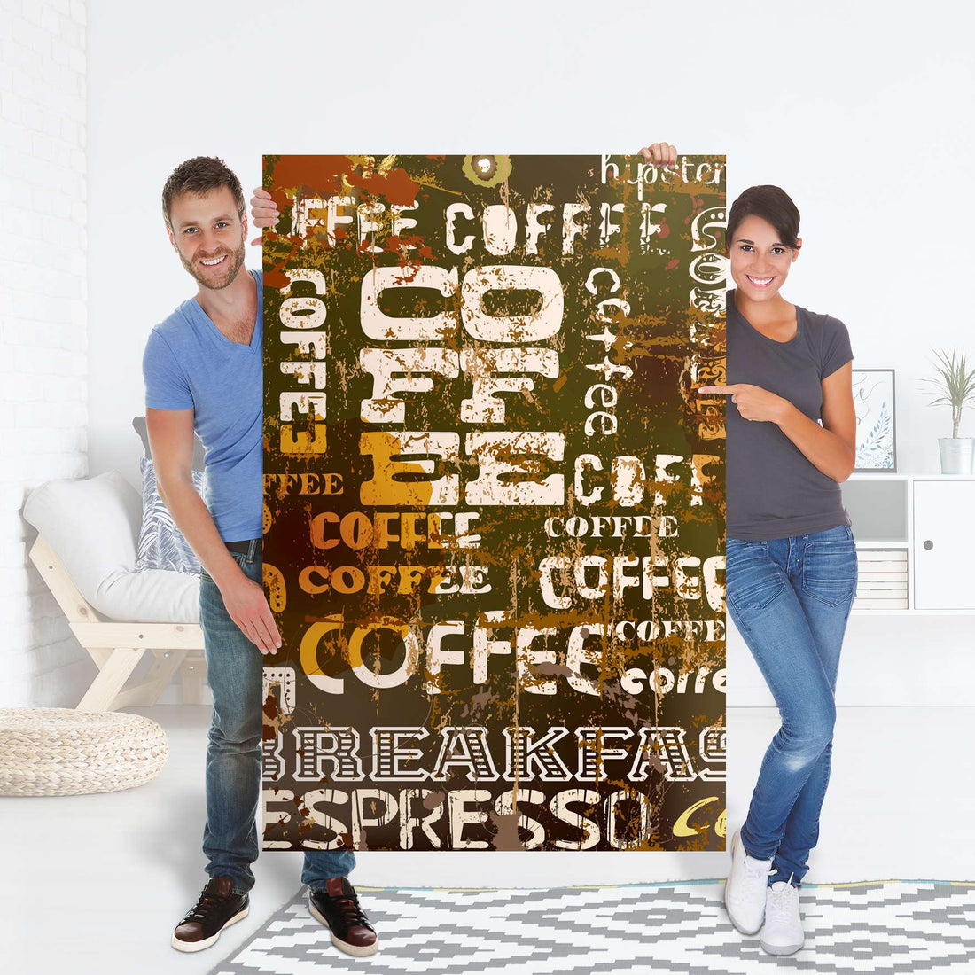 Selbstklebender Folienbogen Coffee Typo - Größe: 100x150 cm