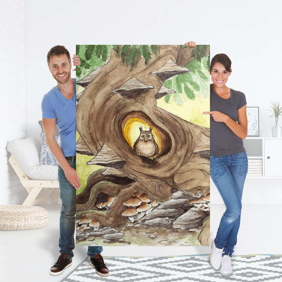 Selbstklebender Folienbogen Eulenbaum - Größe: 100x150 cm