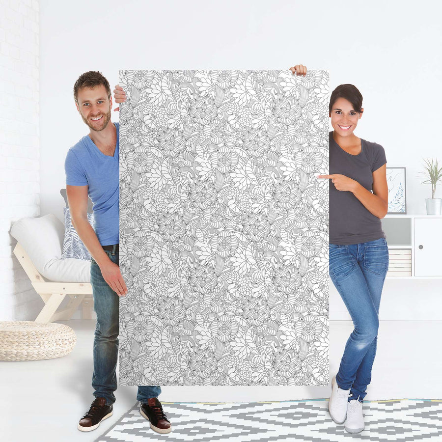 Selbstklebender Folienbogen Flower Lines 2 - Größe: 100x150 cm