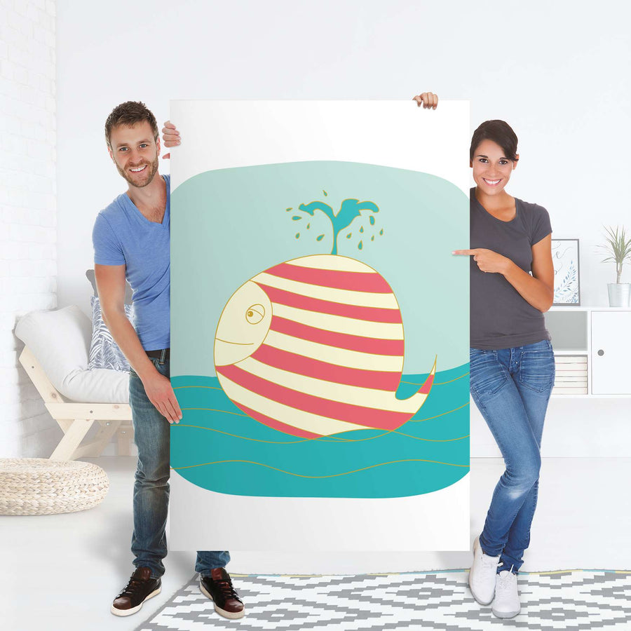 Selbstklebender Folienbogen Funny Wale - Größe: 100x150 cm