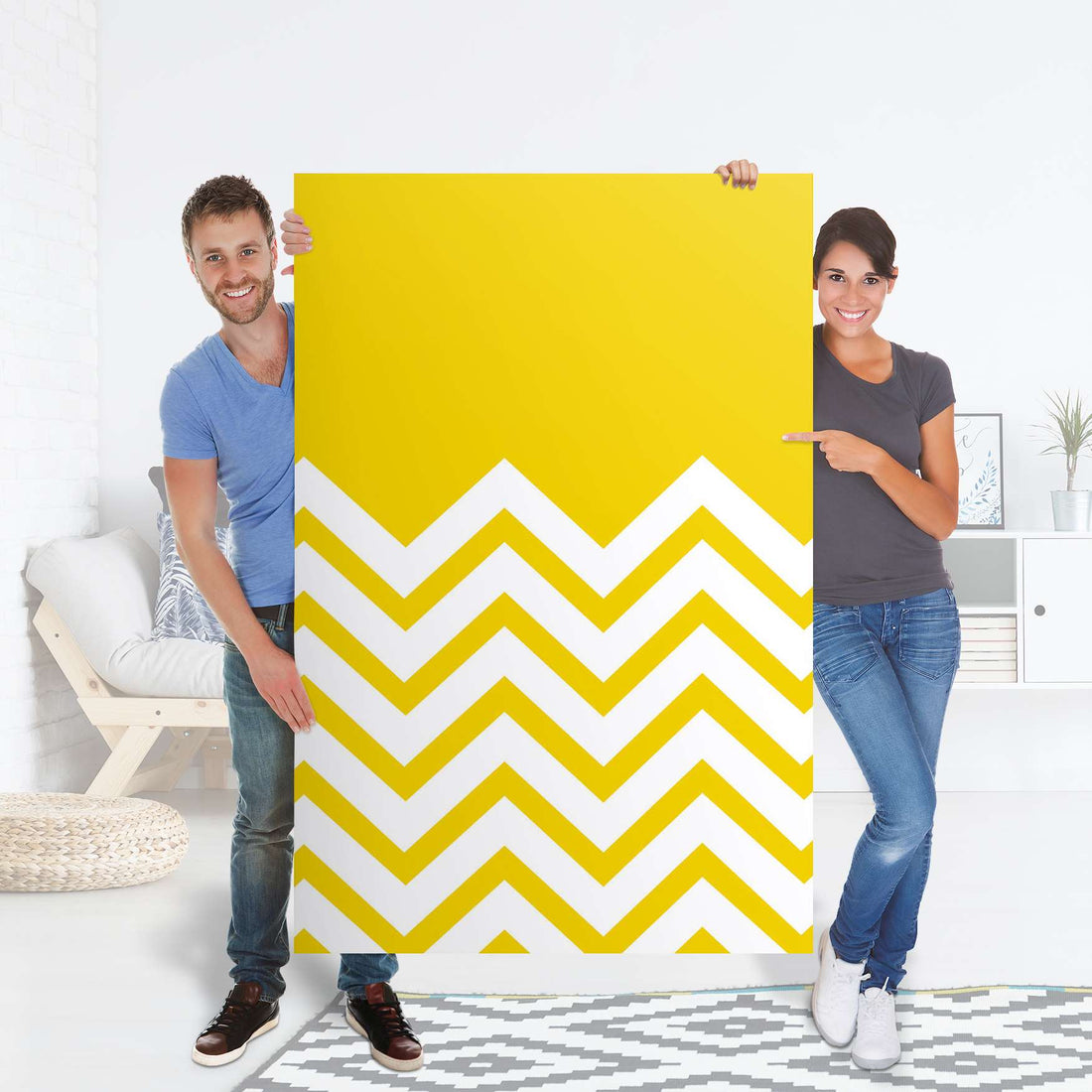 Selbstklebender Folienbogen Gelbe Zacken - Größe: 100x150 cm