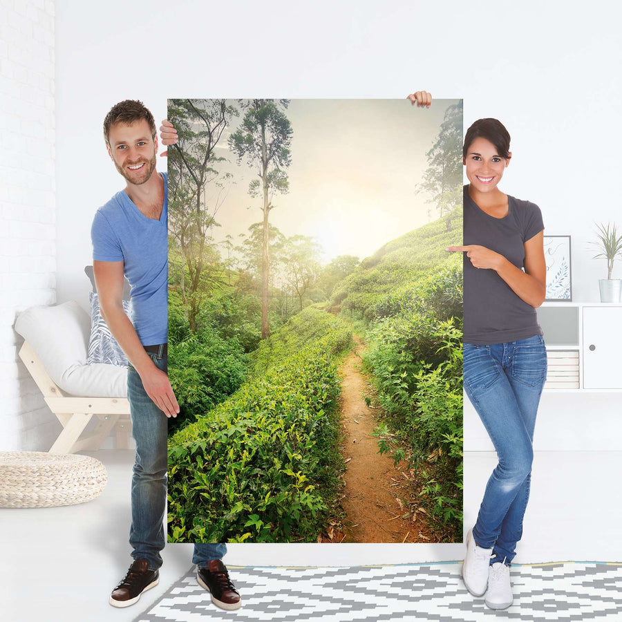 Selbstklebender Folienbogen Green Tea Fields - Größe: 100x150 cm