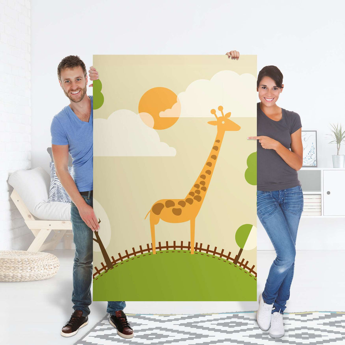 Selbstklebender Folienbogen Mountain Giraffe - Größe: 100x150 cm