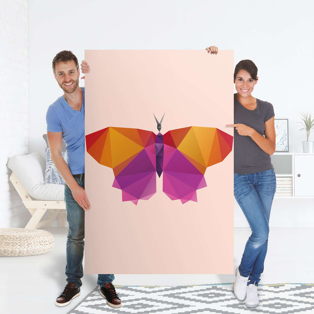 Selbstklebender Folienbogen Origami Butterfly - Größe: 100x150 cm