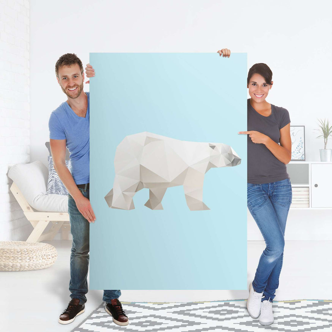 Selbstklebender Folienbogen Origami Polar Bear - Größe: 100x150 cm