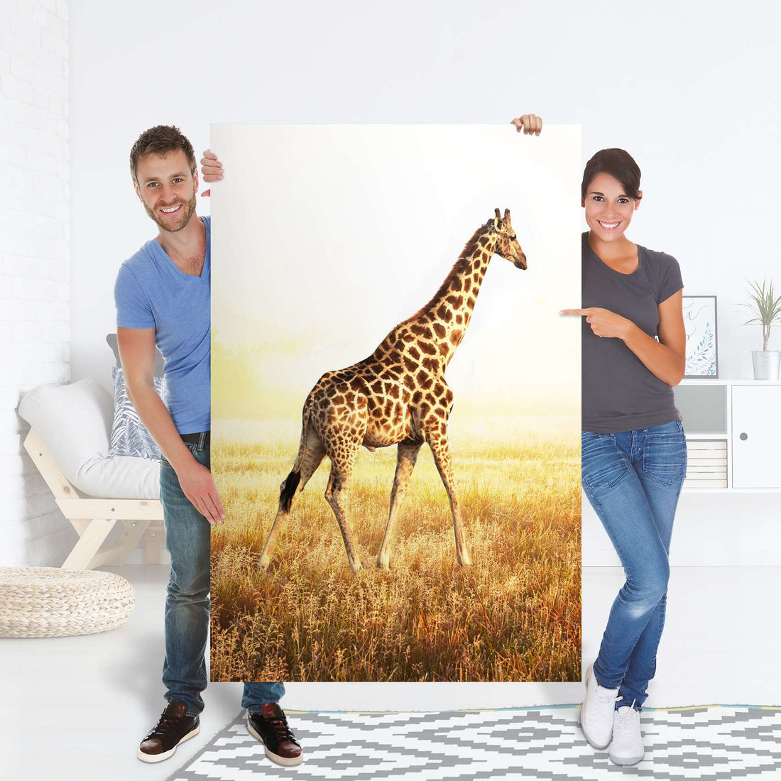 Selbstklebender Folienbogen Savanna Giraffe - Größe: 100x150 cm