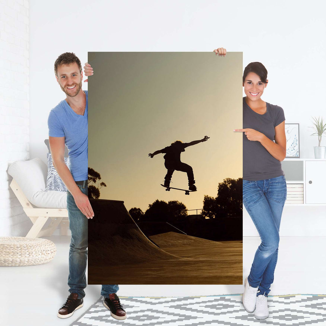 Selbstklebender Folienbogen Skater - Größe: 100x150 cm