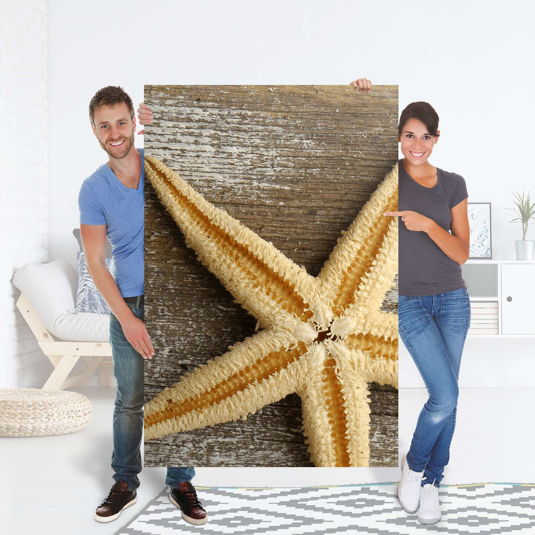 Selbstklebender Folienbogen Starfish - Größe: 100x150 cm