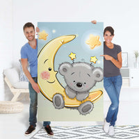 Selbstklebender Folienbogen Teddy und Mond - Größe: 100x150 cm