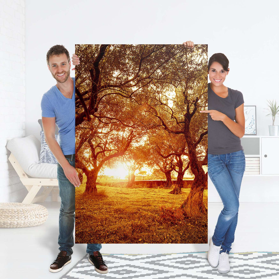 Selbstklebender Folienbogen Tree Sunlight - Größe: 100x150 cm