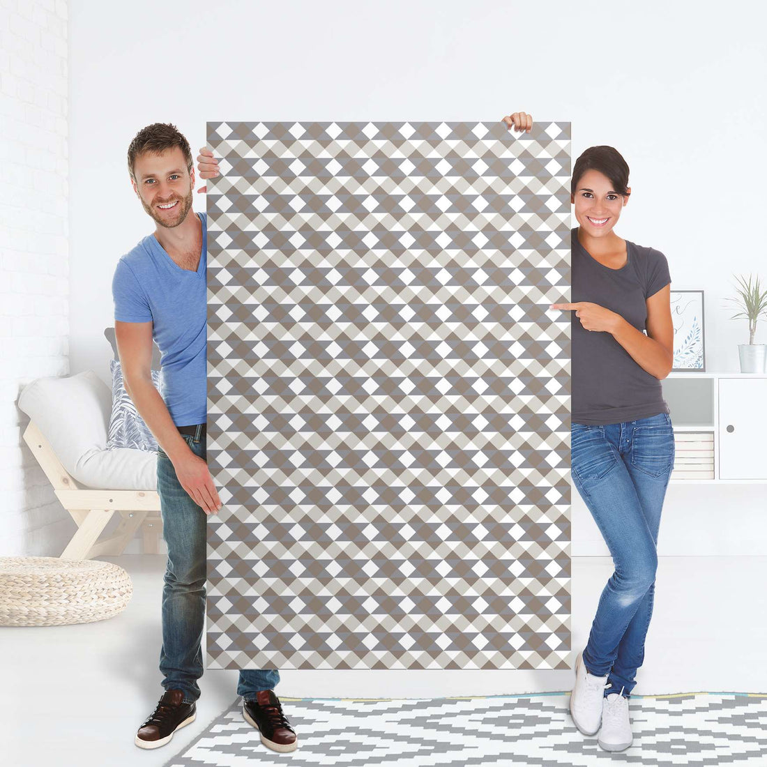 Selbstklebender Folienbogen Triangle Pattern - Grau - Größe: 100x150 cm