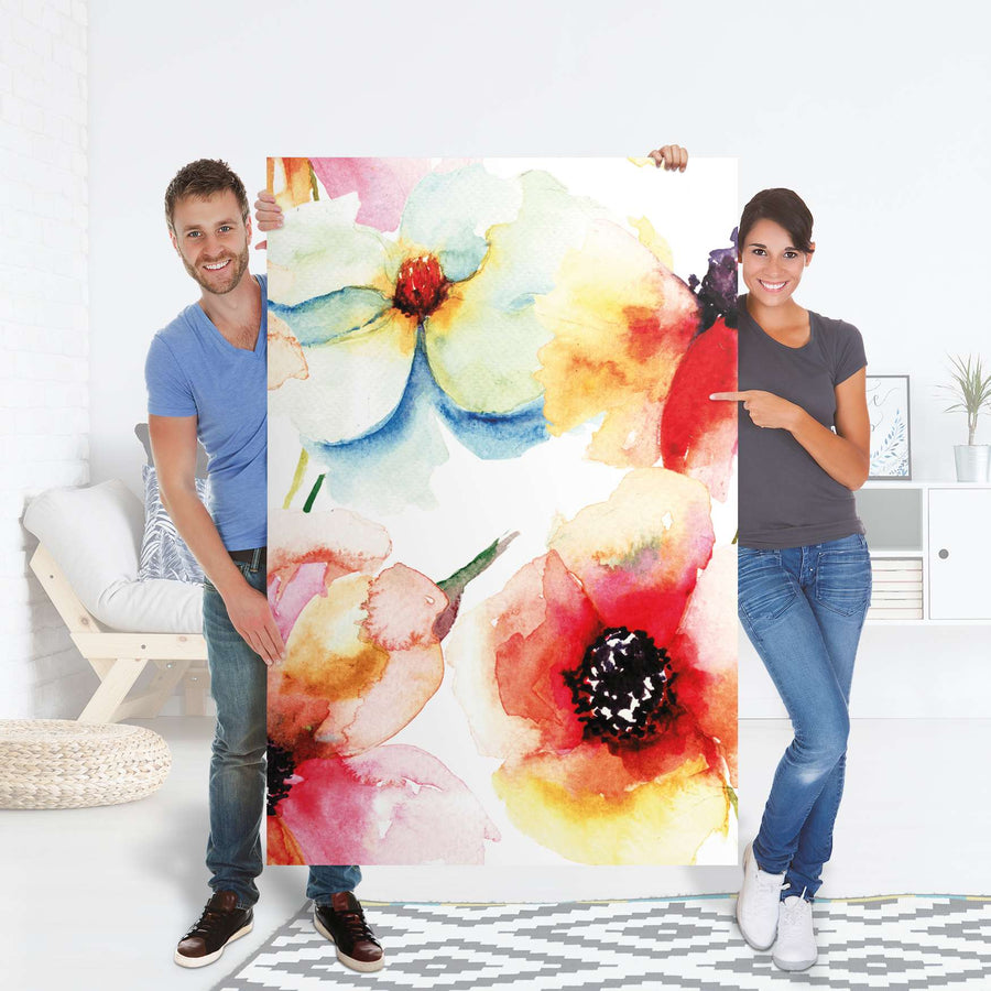 Selbstklebender Folienbogen Water Color Flowers - Größe: 100x150 cm