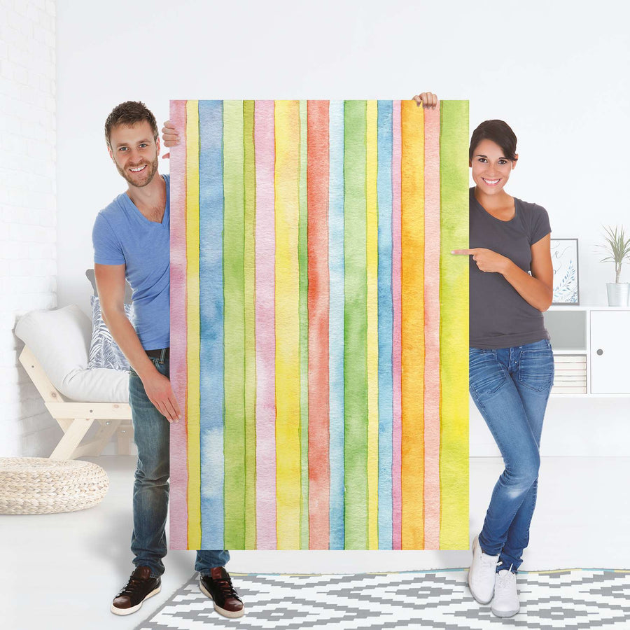 Selbstklebender Folienbogen Watercolor Stripes - Größe: 100x150 cm