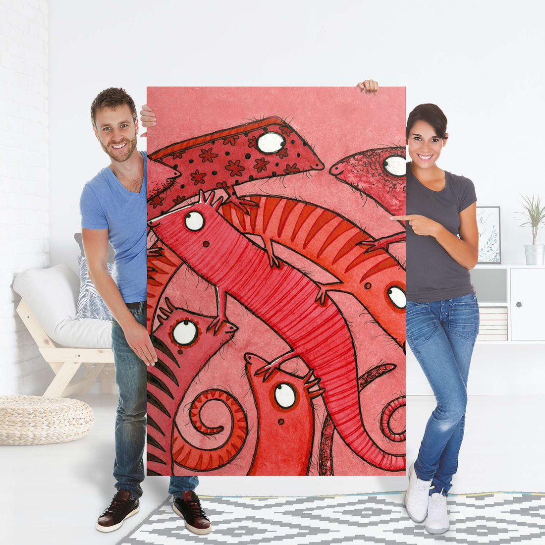 Selbstklebender Folienbogen Wer mit wem - Größe: 100x150 cm