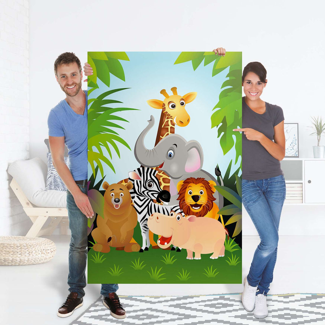 Selbstklebender Folienbogen Wild Animals - Größe: 100x150 cm