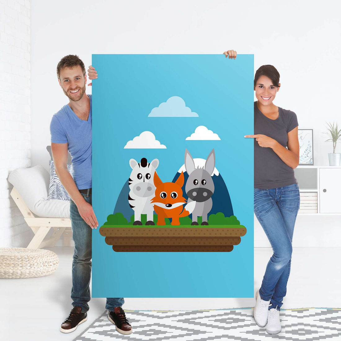 Selbstklebender Folienbogen Zootiere - Größe: 100x150 cm