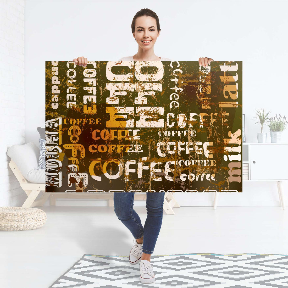Selbstklebender Folienbogen Coffee Typo - Größe: 120x80 cm
