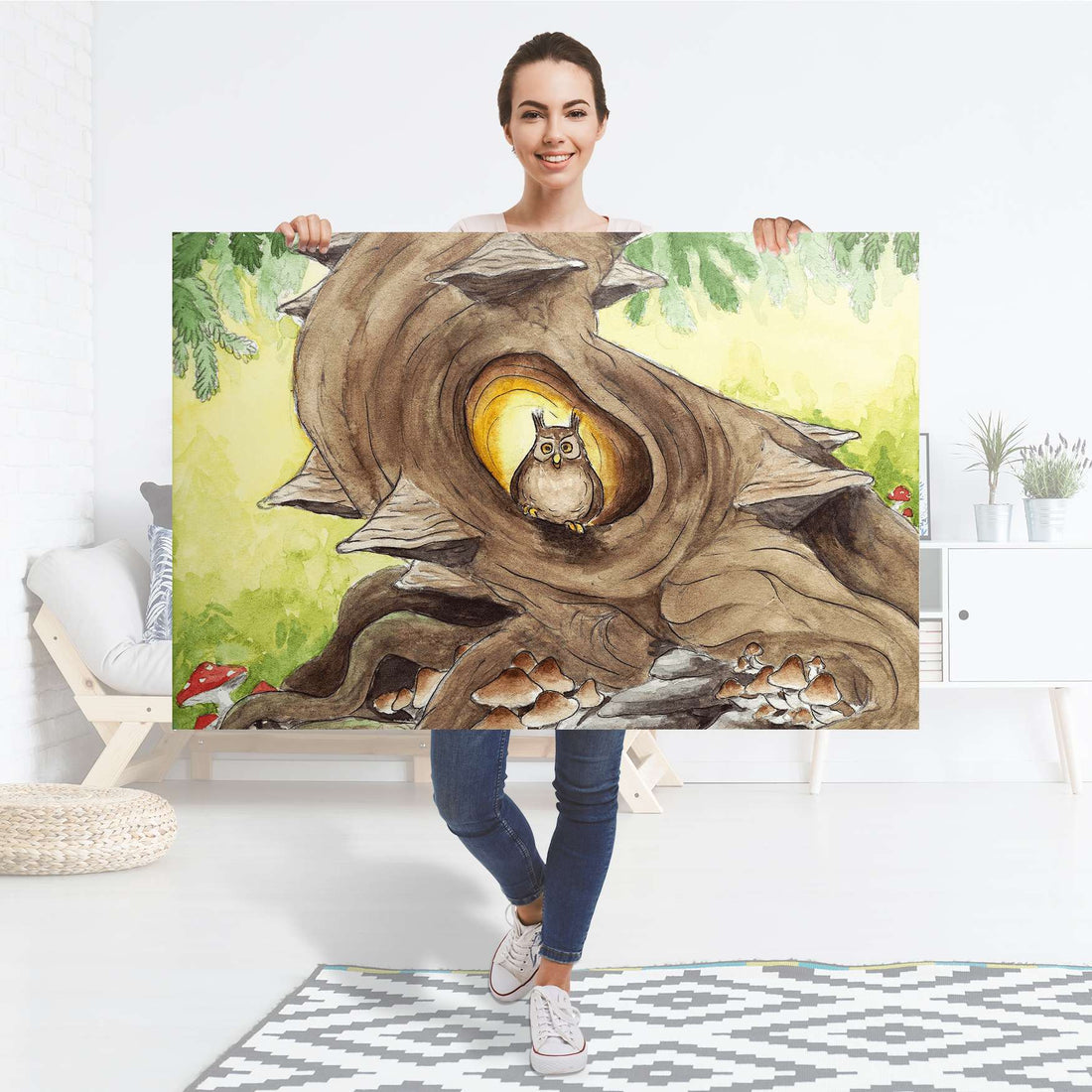 Selbstklebender Folienbogen Eulenbaum - Größe: 120x80 cm