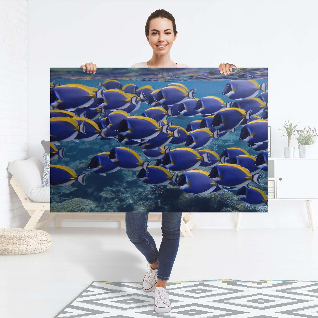 Selbstklebender Folienbogen Fish swarm - Größe: 120x80 cm