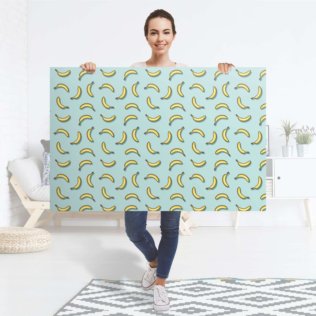 Selbstklebender Folienbogen Hey Banana - Größe: 120x80 cm