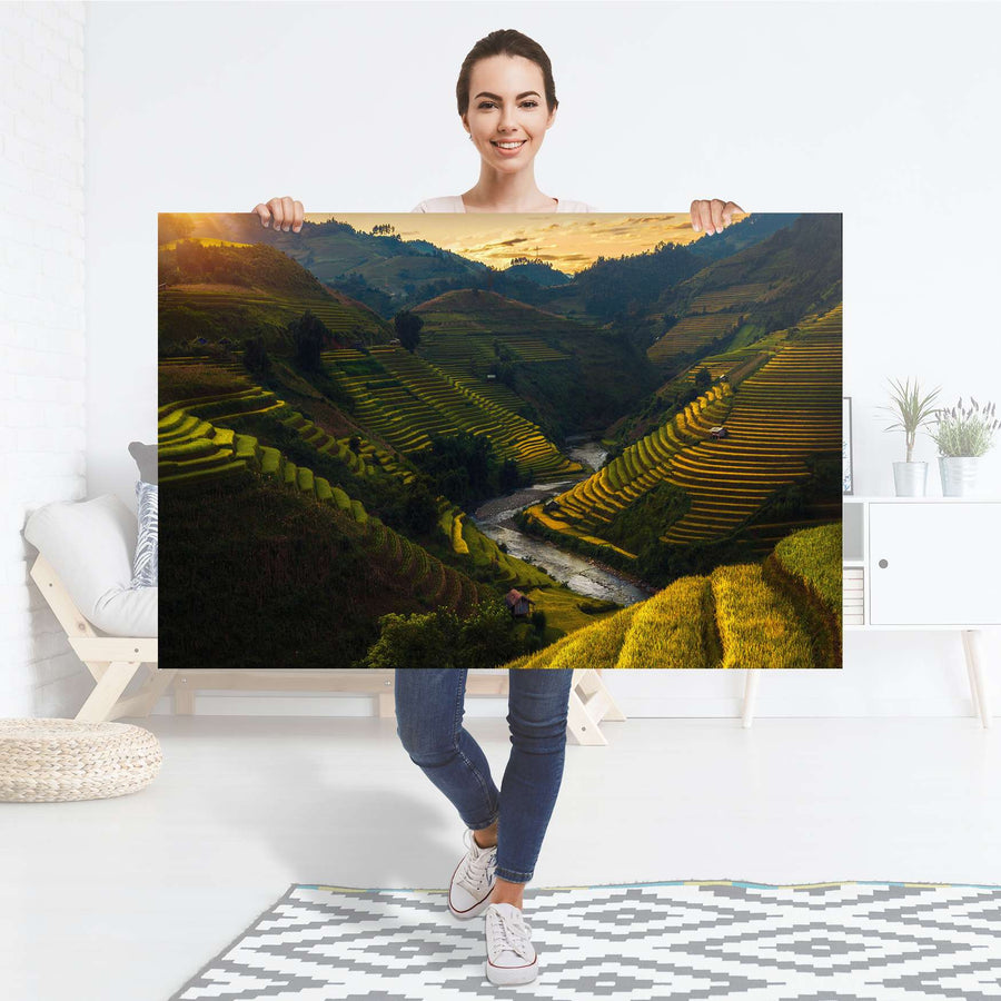 Selbstklebender Folienbogen Reisterrassen - Größe: 120x80 cm