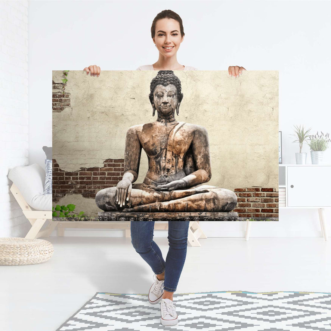 Selbstklebender Folienbogen Relaxing Buddha - Größe: 120x80 cm