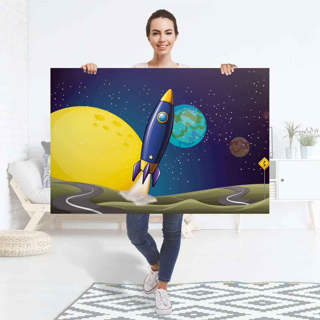 Selbstklebender Folienbogen Space Rocket - Größe: 120x80 cm