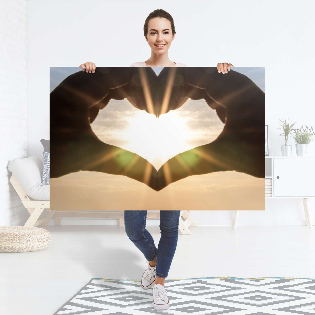 Selbstklebender Folienbogen Sunny Heart - Größe: 120x80 cm