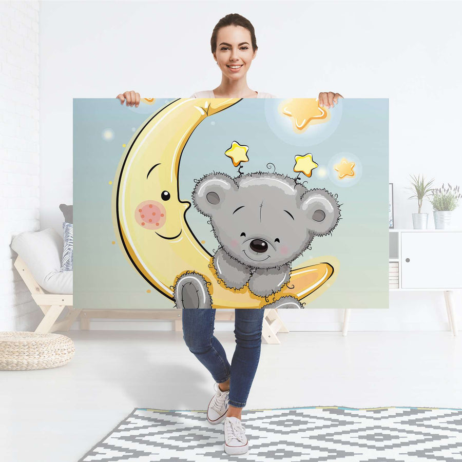 Selbstklebender Folienbogen Teddy und Mond - Größe: 120x80 cm
