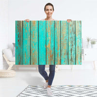 Selbstklebender Folienbogen Wooden Aqua - Größe: 120x80 cm