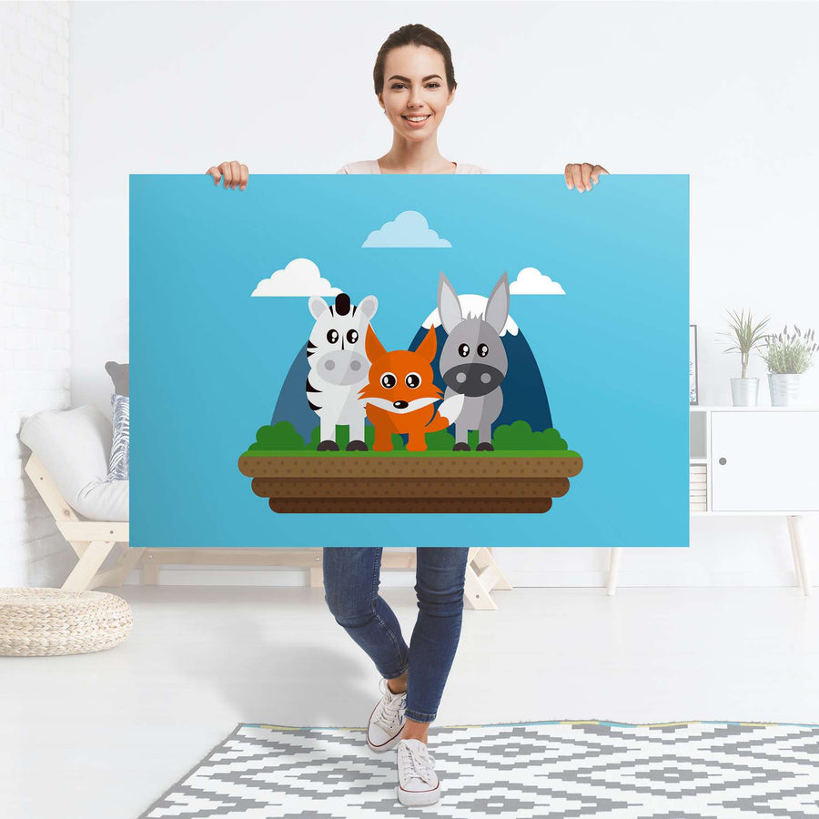 Selbstklebender Folienbogen Zootiere - Größe: 120x80 cm