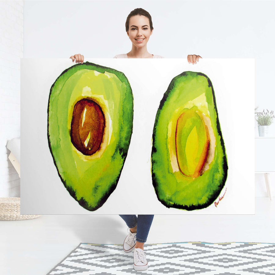 Selbstklebender Folienbogen Avocado halb und halb - Größe: 150x100 cm